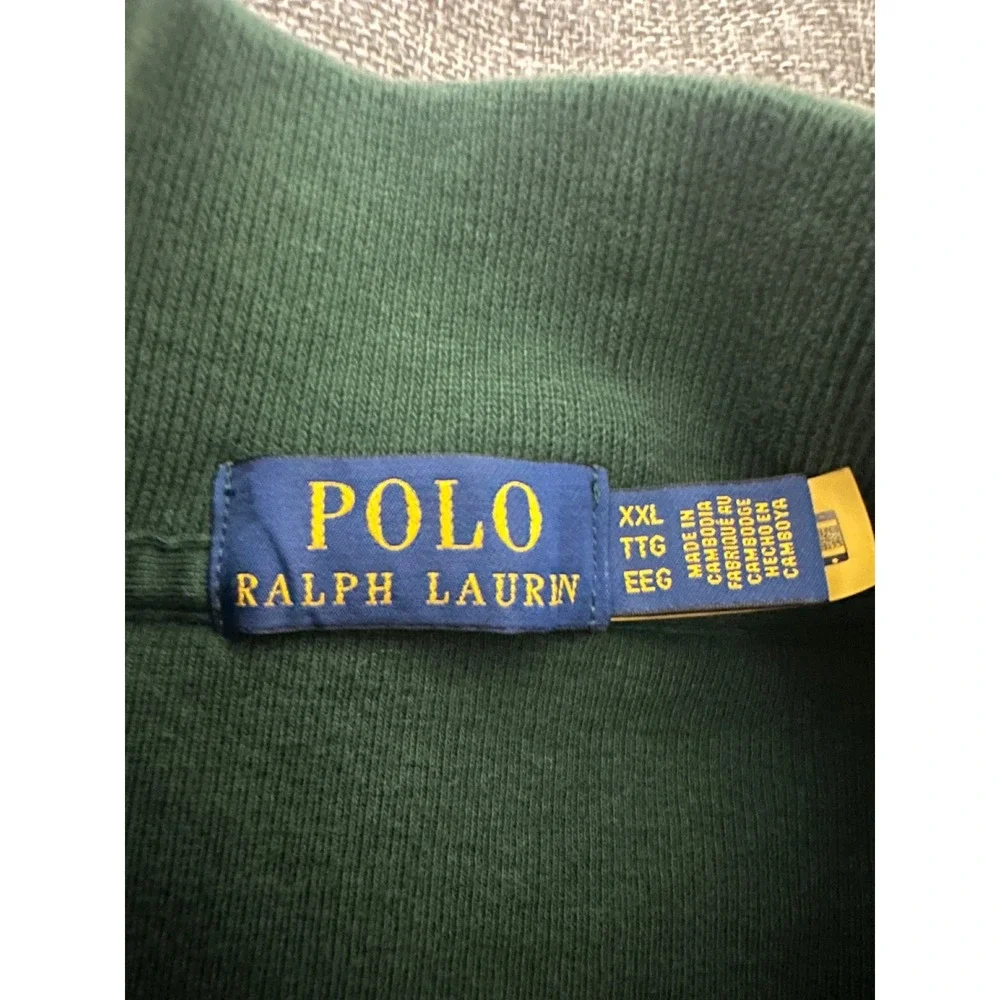 Polo Ralph Lauren Mens XXL Quarter Zip Pullover Green Cotton Sweater